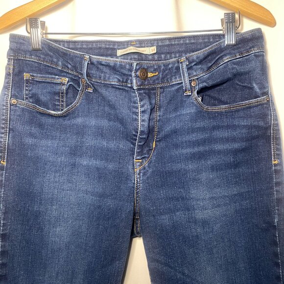 Levis Classic Mid Rise Skinny Jeans Womens 14 Raw Hem MedWash Denim Stretch EUC - Picture 3 of 12